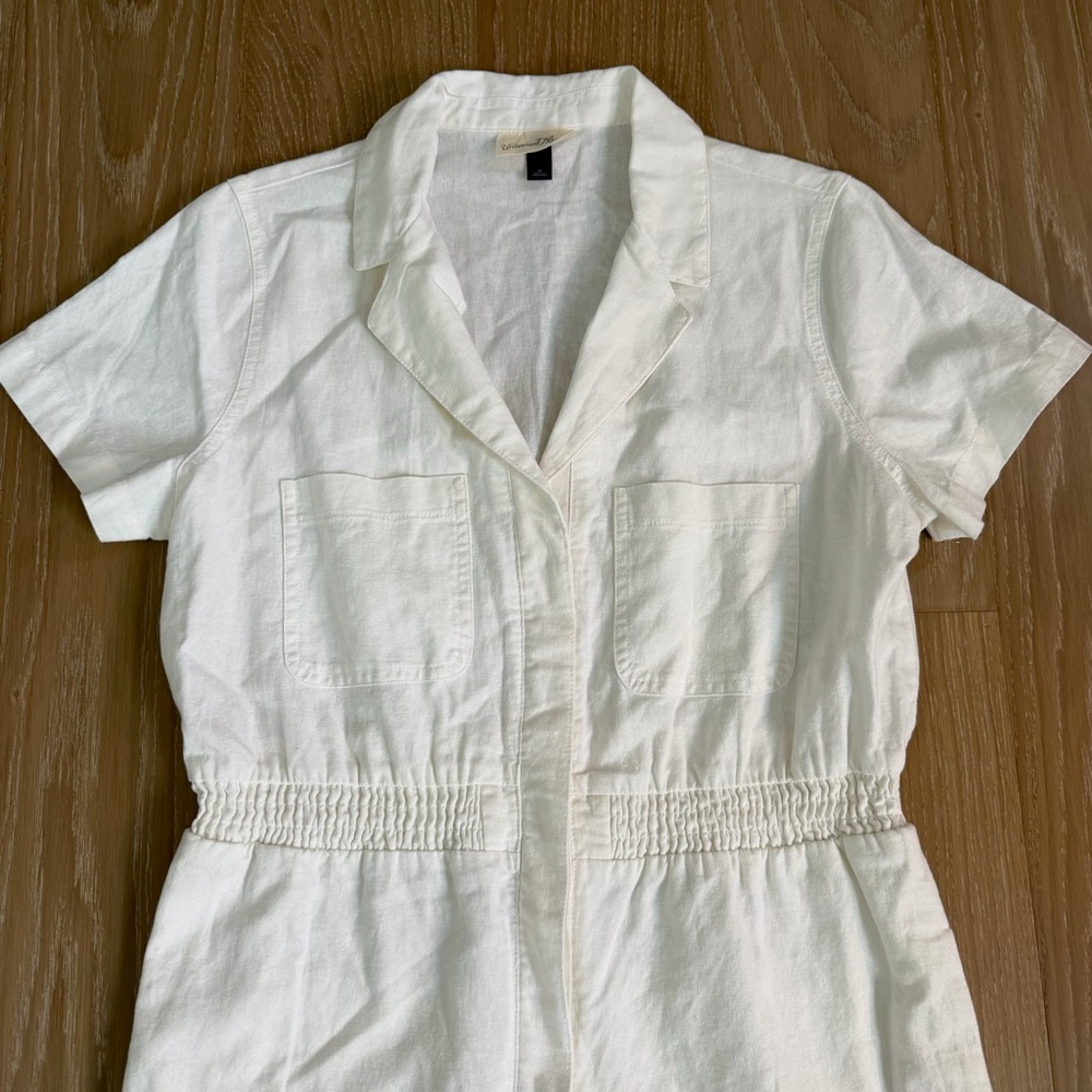 Universal Thread Linen Blend Romper Medium Cream … - image 5